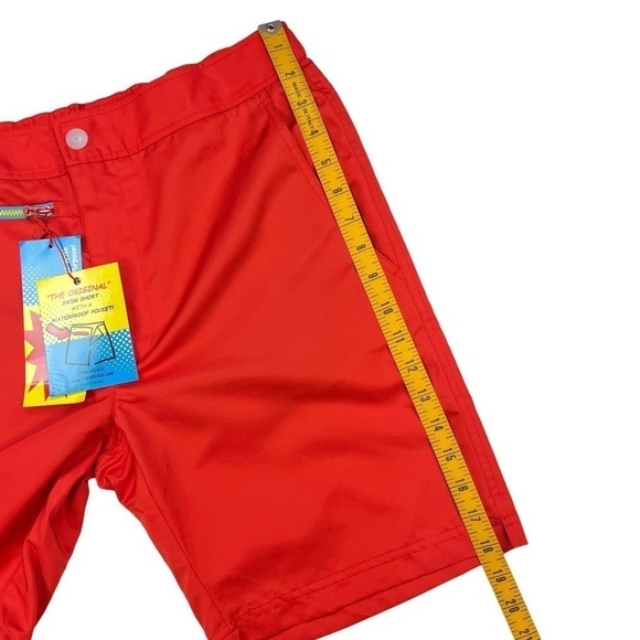 NEW PWAP! Original Swim Board Shorts Waterproof Pocket Rare Made in NYC Red M - Picture 11 of 12